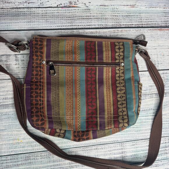 Fossil Multicolor Striped Crossbody Bag Adjustable Strap Boho - Picture 3 of 6